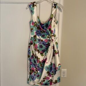 Maggy London Cream Sheath Midi Dress Scoop Neck Sleeveless